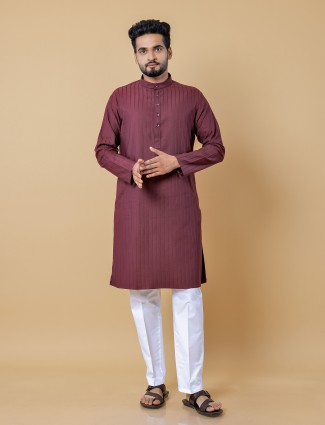 Dashing maroon stripe kurta suit