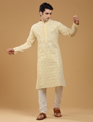 Yellow Embroidered Georgette Kurta Suit