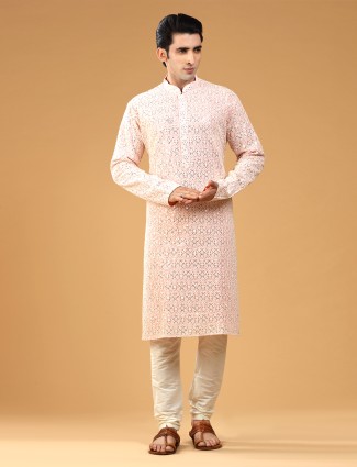 Pink georgette kurta suit for festivities