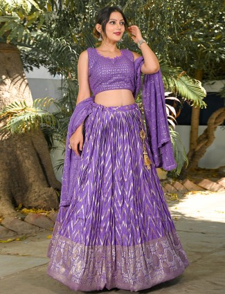 Elegant lilac purple dola silk lehenga choli