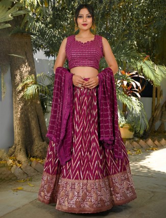 Elegant magenta dola silk lehenga choli