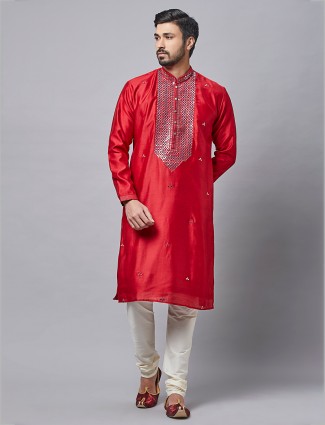 Maroon silk kurta suit for festive look