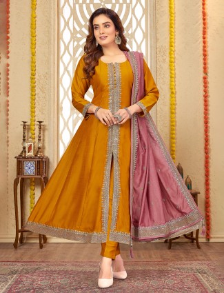 Mustard yellow salwar suit with dupatta