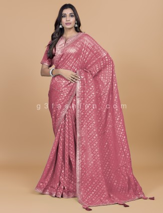 Peach georgette saree for weddings