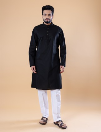 Latest black cotton kurta suit