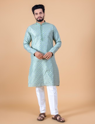Latest mint green printed kurta suit