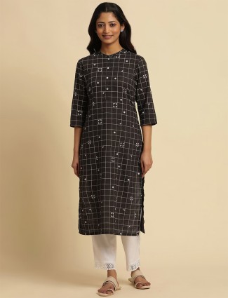 W black checks cotton kurti