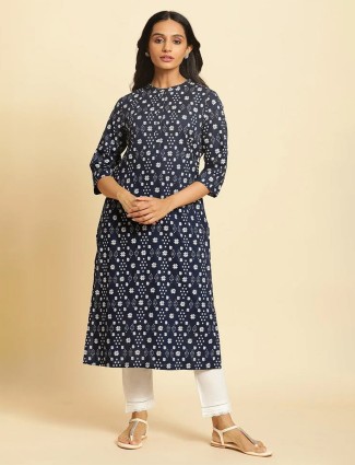 W cotton navy kurti