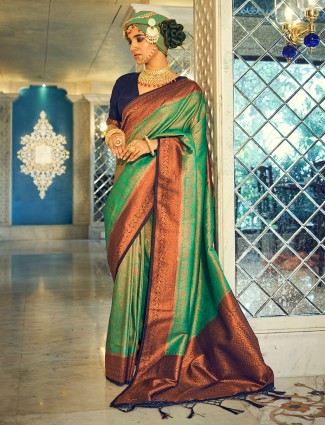 Lavish Green Silk Saree for Wedding Wear