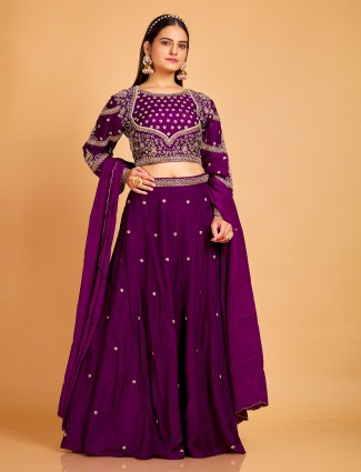 Purple lehenga choli in silk