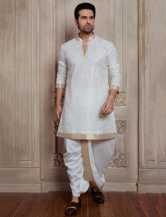 White georgette festive dhoti suit
