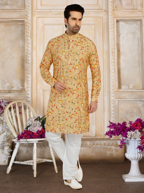 Classy yellow cotton kurta suit