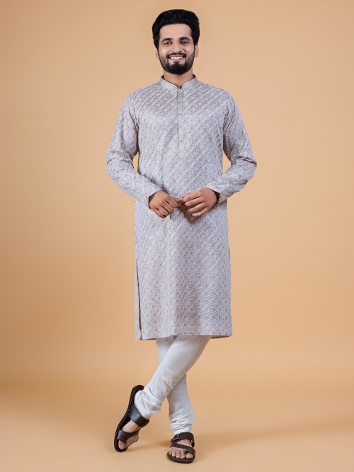 Beautiful latest grey silk kurta suit