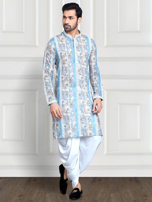 rayon cotton blue floral printed kurta suit