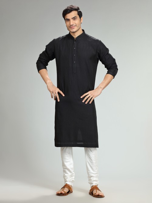 Classic silk kurta suit in black