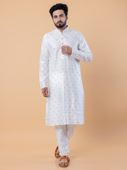 Fabulous white cotton kurta suit