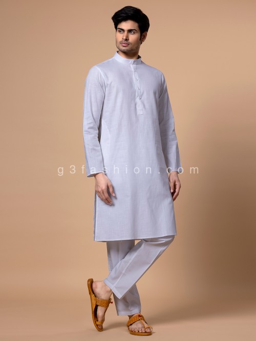 Latest white cotton kurta suit for festive