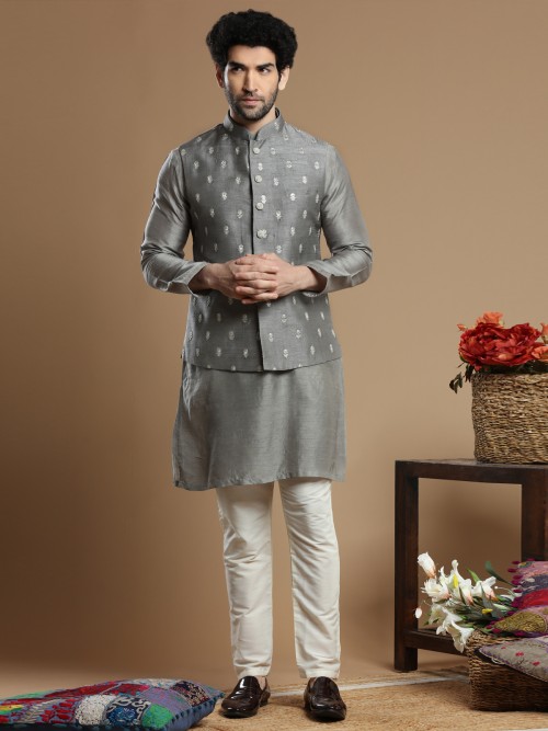 Grey waistcoat set for weddings and festivals