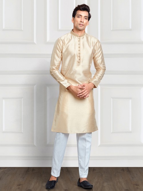 Amazing cream cotton silk kurta suit