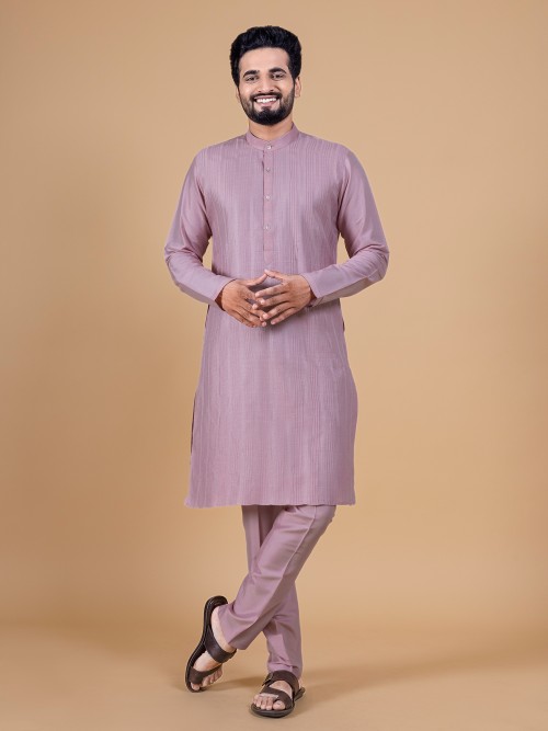 Trendy mauve pink silk kurta suit
