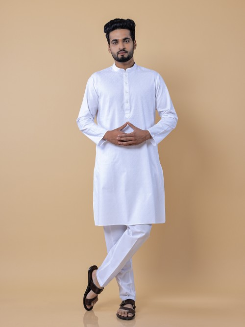 Stunning white kurta suit in cotton