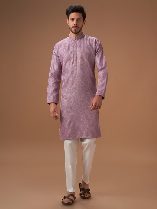 Attractive mauve pink silk kurta suit