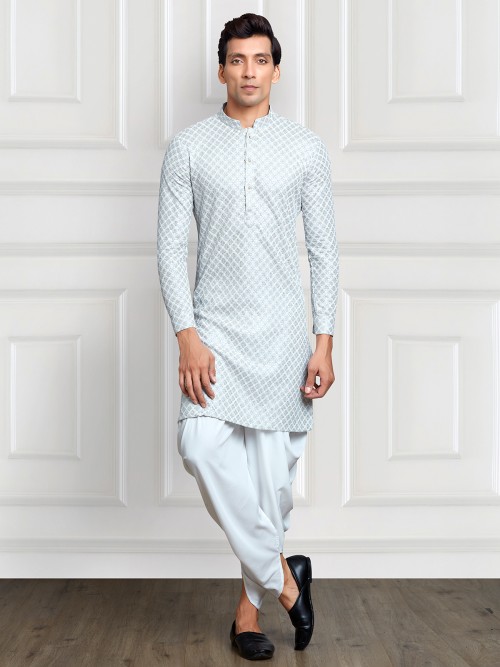 Latest grey rayon cotton kurta with dhoti