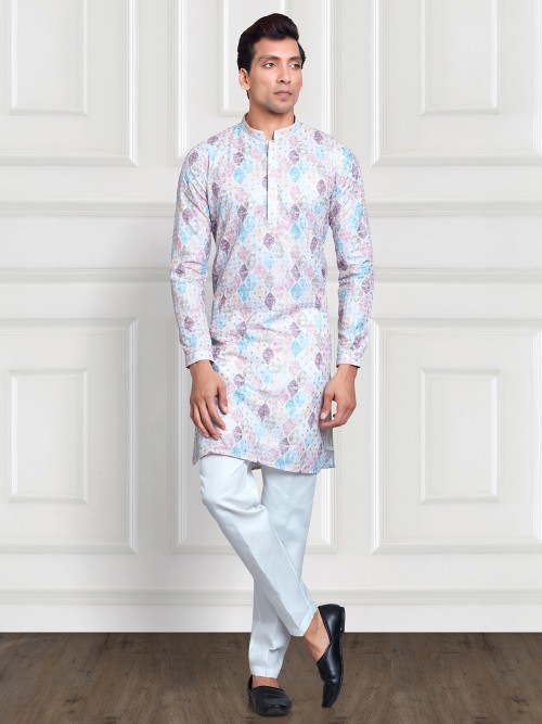 rayon cotton multi color printed kurta suit