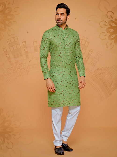Latest green printed kurta suit