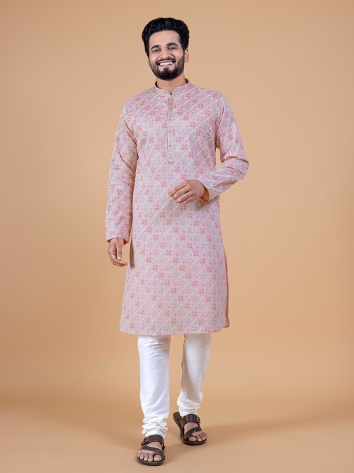 Beautiful trendy peach silk kurta suit