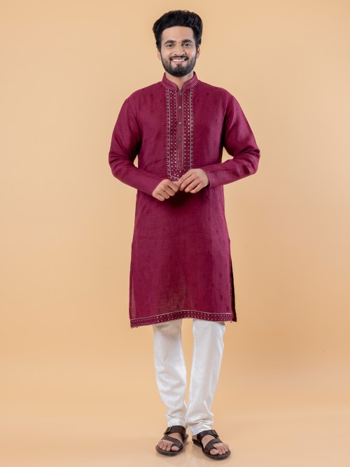 Cotton chic maroon kurta suit
