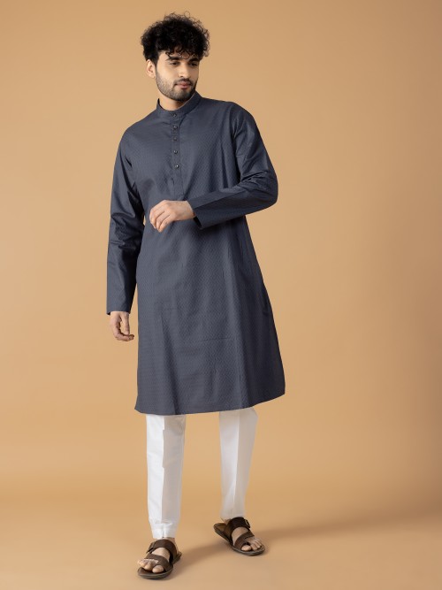 Latest dark grey cotton kurta suit