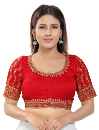 Stylish Red Silk Blouse