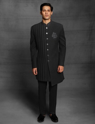 Black terry rayon indowestern for weddings