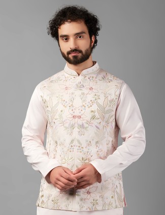 Newest light pink silk waistcoat set