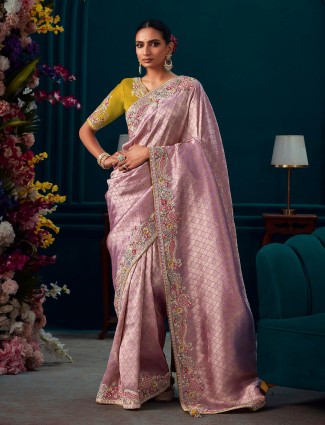 Mauve purple banarasi silk saree