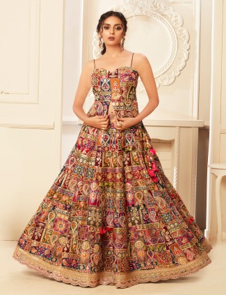 Beautiful multi color embroidery lehenga choli