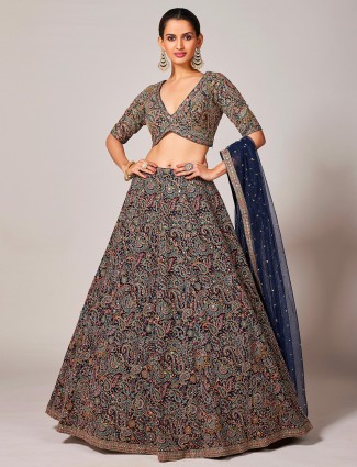 Elegant navy embroidery lehenga choli