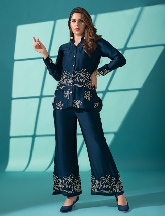 Stunning navy silk co ord set