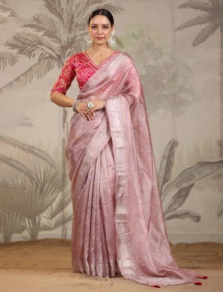 Classy peach organza saree