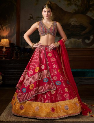 Silk printed magenta lehenga choli