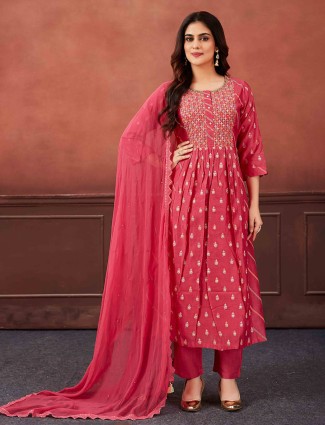 Stunning dark pink silk salwar suit