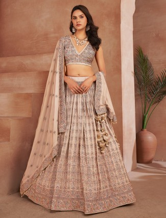 Trendy beige embroidery lehenga choli