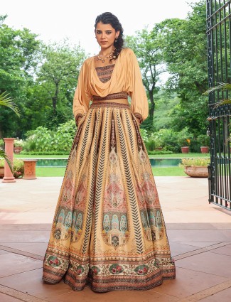 Beautiful beige lehenga with crop top