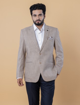 Beige terry rayon men blazer