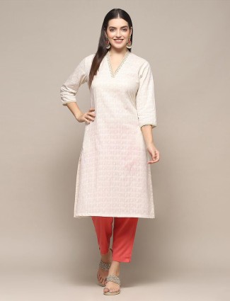 BIBA off-white cotton kurti