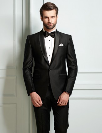 Black Terry Rayon Fabric Coat Suit