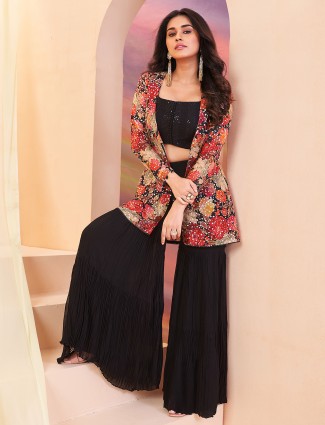 Black jacket style sharara suit