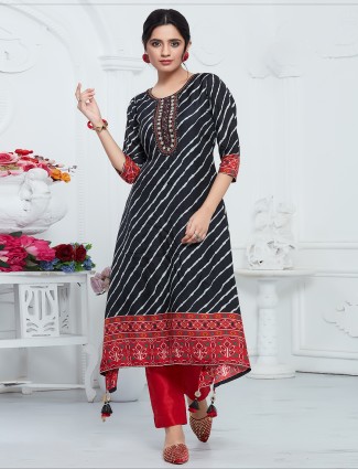 Black digital printed a-line kurti