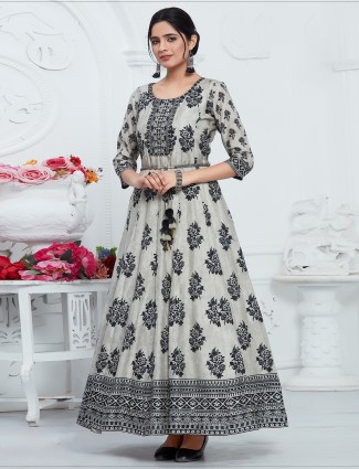 Black digital printed long flare kurti